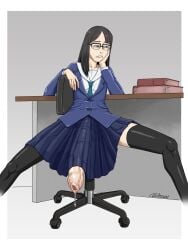 1futa @atsign big_penis black_hair black_socks blue_eyes book bored bottomless bulge casual_exposure clothed clothing cock desk eizouken_ni_wa_te_wo_dasu_na! erection foreskin freckles futa_only futanari gigantic_penis glasses glasses_on_head half-erect huge_cock human hyper hyper_penis keep_your_hands_off_eizouken large_penis leaking leaking_cum leaking_precum leaning legs_apart light-skinned_futanari light_skin long_hair long_skirt lounging mostly_clothed office_chair penis precum precum_drip public_exposure sayaka_kanamori school_uniform sitting skinny skirt socks solo_futa spread_legs tall thigh_socks thighhighs uncut unretracted_foreskin veiny_penis wardrobe_malfunction