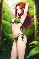 1girls ai_generated armpits arms_behind_head big_breasts bikini bitch_(shield_hero) busty cleavage green_bikini hi_res large_breasts legs looking_at_viewer malty_s_melromarc navel pose posing red_hair sensual sexy_armpits smile solo swimsuit tate_no_yuusha_no_nariagari thighs