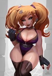 1girls absurd_res black_thighhighs blizzard_entertainment blonde_hair blue_eyes cleavage commission earrings female female_only fingerless_gloves gnome gnome_(warcraft) gnome_warlock hair_ornament hourglass_figure latia_felcog leotard long_hair looking_at_viewer maewix1 short_stack smiling smiling_at_viewer solo spiked_collar tattoo_on_arm thick_thighs thighhighs twintails warcraft warlock_(warcraft) wide_hips world_of_warcraft