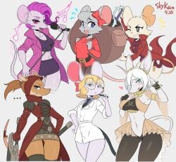 ... 2022 4_fingers 5_fingers 6girls accessory animal_crossing anthro armello artist_name backpack backpack_hero_(game) big_glasses blonde_hair blue_eyes bodily_fluids bottomwear bow_ribbon bracelet breasts brown_hair buckteeth burmecian butt_from_the_front claws clothed clothing crossover digital_media_(artwork) ellipsis eyebrows female female_only final_fantasy final_fantasy_ix fingers freya_crescent fur furry glasses group hair heart hi_res mammal microphone mina_(mina_the_hollower) mina_the_hollower mouse murid murine musical_note nintendo open_mouth petri_(animal_crossing) pomme_(rivals_of_aether) ponytail purple_hair purse_(backpack_hero) rat red_clothing ribbons rivals_of_aether rodent sfw short_hair simple_background skykain smile square_enix tail white_body yacht_club_games zosha_(armello)