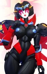 1girls 3d alien alien_girl autobot big_breasts breasts female female_focus female_only gynoid gynomorph looking_at_viewer nipples pose posing posing_for_the_viewer solo solo_focus topless_female transformers trawert windblade