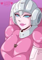 1girls arcee arcee_(g1) autobot autobot_insignia blue_eyes cindy_toons female female_autobots female_only pink_lips robot robot_girl solo tagme transformers transformers_g1