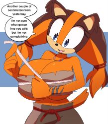 . 1girls 2023 2d 2d_(artwork) 2d_artwork anthro belly belly_button breast_expansion breasts eyelashes eyes female female_only fur furry kojiro-brushard linegutter sega sonic_(series) sonic_boom sonic_the_hedgehog_(series) speech speech_bubble sticks_the_badger sticks_the_jungle_badger tagme text text_box text_bubble thighs url