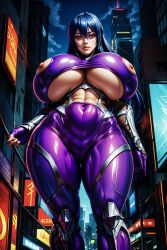 1girls ai_generated akiyama_rinko curvaceous curvy_body curvy_female female_focus female_only huge_breasts latex_suit looking_at_viewer skin_tight stable_diffusion taimanin_(series) voluptuous voluptuous_female