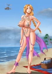 1girls blizzard_entertainment blonde_hair huge_breasts human human_(world_of_warcraft) jessie_darfield light-skinned_female light_skin original_character skimpy skimpy_clothes solo warcraft world_of_warcraft