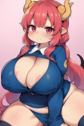 ai_generated awokose big_breasts dragon_girl huge_breasts ilulu ilulu_(dragon_maid) ilulu_(maidragon) midget miss_kobayashi's_dragon_maid pink_hair short_stack shortstack stable_diffusion