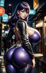 1girls ai_generated akiyama_rinko curvaceous curvy_female curvy_figure huge_breasts latex_suit skin_tight stable_diffusion taimanin_(series) voluptuous voluptuous_female