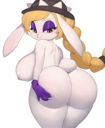 1girls 2023 2023s absurd_res anthro ass big_breasts blonde_hair braid braided_hair braided_ponytail breasts brown_eyes buckteeth bunny_ears bunny_girl capikeeta digital_media_(artwork) female female_focus female_only furry furry_only gloves hariet_(mario) hat hi_res mario_(series) nude nude_female purple_eyeshadow purple_gloves rabbit_ears super_mario_odyssey thick_thighs voluptuous voluptuous_female