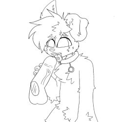 collar dick drooling experi_(kittydogcrystal) furry kittydogcrystal line_art open_mouth penis uncolored