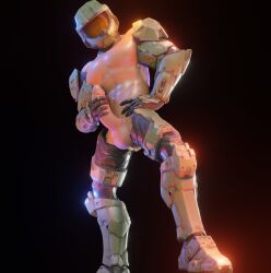 1boy 3d abs armor halo_(series) master_chief masturbation muscular_male nude