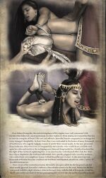 2013 2girls 3boys ancient_history ancient_middle_east ancient_persia bondage caption captured dark-skinned_female dated enslaved_royal eyes_closed feathers feet foot_fetish foot_focus history hogtie jai_sin jewelry middle_eastern_female moaning nude_female on_bed on_side on_stomach persian_female princess prostitution rope_bondage royalty sex sideways story text tickle_torture tickling tickling_feet toe_scrunch vaginal_penetration wrists_to_ankles