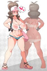 1girls aged_up ass booty_shorts breasts brown_hair dat_ass dettonnn female hilda_(pokemon) hips huge_ass large_breasts light_skin long_hair nintendo nipples_visible_through_clothing pokemon pokemon_bw short_shorts shorts tank_top thick_thighs thighs wide_hips