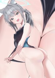 blue_archive huge_ass multiple_views pulling_swimsuit pussy shiroko_(blue_archive) shiroko_(swimsuit)_(blue_archive) small_breasts