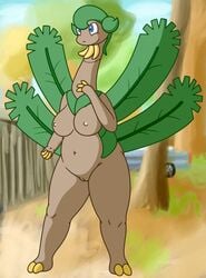 anthro anthrofied banana blue_eyes breasts car chubby female flygon_(artist) fruit hybridprojectalpha nintendo nipples nude pokemon pokemon_rse pokemorph pussy tropius