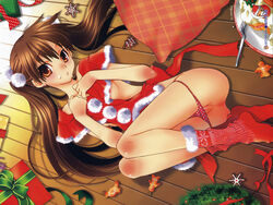 christmas nipple_slip panties panty_pull sakuraniku_umatarou tied_hair twintails vagina