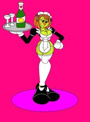 big_breasts big_hips cartoony champagne living_doll living_plushie living_sex_doll maid maid_uniform marlon64 orange_hair snuffin_the_doll