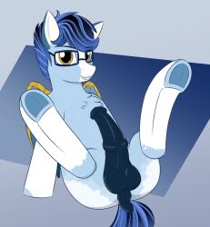 animal_genitalia animal_penis anus ass balls blue_body blue_fur blue_hair blue_mane blue_tail chest_tuft dark_penis darkened_genitalia dock equid equine equine_anus equine_genitalia equine_penis erection eyebrow_through_hair eyebrows eyewear fan_character feral fur genitals glasses hair hasbro hi_res hooves looking_at_viewer male male_focus male_only mammal mane markings multicolored_body multicolored_fur my_little_pony pegasus penis puffy_anus sharkrikka smile solo spread_legs spreading tail teeth translucent translucent_hair tuft underhoof white_body white_fur white_markings wings yellow_eyes