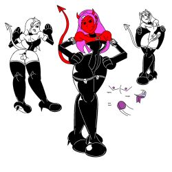 big_ass big_hips big_penis cartoony demon_boy earrings femboy high_heel_boots latex_boots latex_dress latex_gloves marlon64 microsoft_paint model_sheet original pervos_the_demon pink_hair purple_nipples purple_penis purple_tongue red_skin