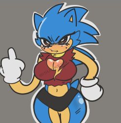 1girls boob_window breasts extra_life_sonic fangs female female_focus female_only genderswap_(mtf) middle_finger rule_63 sonic_(series) sonic_the_hedgehog sonic_the_hedgehog_(series) sunkers thick thick_thighs voluptuous voluptuous_female