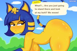 animal_crossing ankha ankha_(animal_crossing) ass ass_up cat_ears cat_tail female huge_ass huge_breasts mauviecakes nintendo on_all_fours shortstack sweat teasing