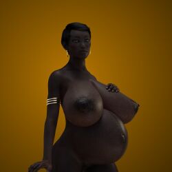 1girls 3d areolae breasts breedingduties dark-skinned_female dark_skin female female_only huge_belly huge_breasts nipples nude pregnant ready_to_pop short_black_hair short_dark_hair solo