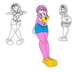 big_ass big_breasts big_hips bunny_girl cartoony earrings embarrassed furry gloves long_ears marlon64 microsoft_paint model_sheet original original_character pink_fur pink_hair rabbit_girl rabbit_humanoid shirt_up short_hair showing_ass showing_breasts shyna_the_bunny skirt_lift teenage_girl white_background white_hair