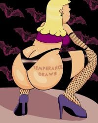 ass ass_focus blonde_female blonde_hair breasts earrings female fishnets goth goth_girl hands_on_knees heels latex leni_loud nickelodeon panties squatting tank_top temperancedraws the_loud_house