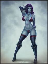 1girls big_breasts blizzard_entertainment original_character purple_hair purple_skin solo thighhighs vempire void_elf warcraft world_of_warcraft xotica