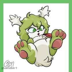 blurred_foreground commission feet foot_fetish foot_focus gamsobart_(artist) pokémon_(species) pokemon pokemon_(species) shaymin shaymin_(sky_form)