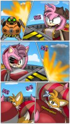 1boy 2023 2girls amy_rose ass big_ass black_rose_(sonic_prime) blue_eyes digital_media_(artwork) fox furry green_eyes hedgehog pink_fur rusty_rose sails_(sonic_prime) sega sonic_(series) sonic_prime sonic_the_hedgehog_(series) tails trapped_in_butt yellow_fur