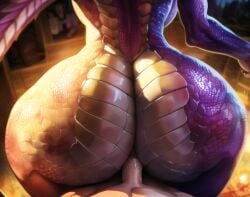 ai_generated alteryors anthro backboob doggy_style doggy_style doggy_style_position dragon fat_ass female_penetrated golden_scales huge_ass interspecies lizard novelai pov purple_body purple_scales scales scalie sex thick thick_ass voluptuous yellow_body yellow_scales