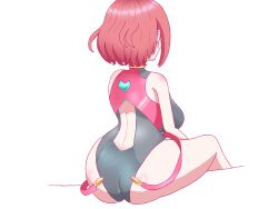 1girls ass back back_view bare_back bare_thighs big_ass breasts female female_only medium_breasts nintendo one-piece_swimsuit pyra red_hair shedinja33 short_hair sitting solo swimsuit thighs xenoblade_(series) xenoblade_chronicles_2