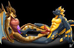 absurd_res anthro dragon duo floor foot_fetish foot_play footjob footjob_frottage genitals gomezcat halrex(droidspenser) hi_res horn looking_pleasured male male/male penis sex viro(virodragon)