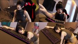 3d ahe_gao dead_or_alive dead_or_alive_5 defeated faint fainted fainting kasumi_(doa) kktzane knocked_out nyotengu office office_lady ryona unconscious white_eyes