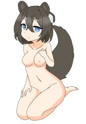 blue_eyes daebom dark_brown_hair looking_at_viewer m10 nude_female on_knees tagme war_thunder wet wolf_ears wolf_girl wolf_tail