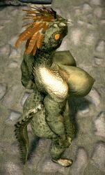 1girls argonian big_ass big_breasts female_only green_skin large_ass large_breasts lizard_girl nude_female scales scaly_skin screenshot skyrim tail voluptuous voluptuous_female