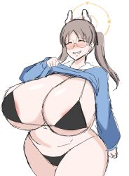 big_breasts blue_archive breasts glasses huge_breasts large_breasts massive_breasts moe_(blue_archive) momiji_(artist) srt_special_academy_student