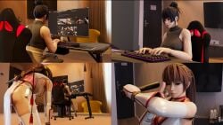 3d ahe_gao dead_or_alive dead_or_alive_5 defeated faint fainted fainting kasumi_(doa) kktzane knocked_out nyotengu office office_lady ryona unconscious white_eyes