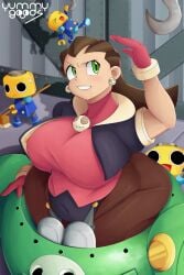 1girls alternate_breast_size bbw brown_hair green_eyes huge_ass huge_bre huge_breasts hyper_ass mega_man mega_man_legends mega_man_x_dive servbot stuck tron_bonne yummygoods