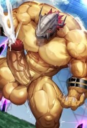 1boy 2023 abs anthro armor balls bandai_namco bara barazoku biceps big_balls big_muscles big_pecs big_penis blush claws completely_nude cum cum_drip cum_dripping_from_penis digimon digimon_(species) dragon erection gay genital_fluids hard_on helmet hi_res highres huge_biceps huge_cock huge_muscles huge_pecs magangz male male_focus male_only manly muscles muscular muscular_anthro muscular_arms muscular_legs muscular_male muscular_thighs nipples nude orange_body orange_skin orgasm penis solo solo_male spread_legs sweat vein veiny_penis wargreymon