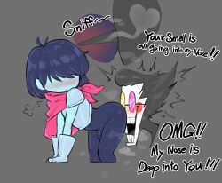 2boys anus_sniff ass ass_sniff ass_sniffing big_ass big_butt bulge butt_sniffing deltarune femboy gay hanuvo kris_(deltarune) male male/male male_only sniffing sniffing_anus sniffing_ass sniffing_butt spamton_g_spamton