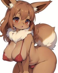 ai_generated anthro awokose big_breasts bra_and_panties eevee furry huge_breasts stable_diffusion