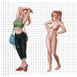 2023 athletic_female character_design clothed college_student commission dbx freckles human kink_clique libby_reed lingerie model_sheet nude_female red_hair red_hair the_clique turnaround undressed xgeek younger_female