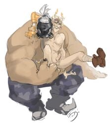 age_difference anal fingering gay heart junkrat male_only overwatch roadhog size_difference