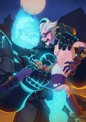 2boys age_difference anal blush coldhardt dr_junkenstein gay gay_sex glowing_penis junkrat male/male male_on_male male_only overwatch penis_vein quere reinhardt size_difference stomach_bulge yaoi