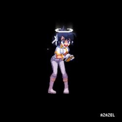 2d 2d_(artwork) aduare angel angel_girl animated azazel_(helltaker) black_hair blue_eyes breasts female helltaker tagme