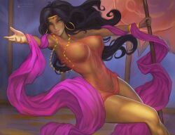 1girls blimaxxx curvaceous curvy_body curvy_female disney esmeralda female_focus female_only hi_res huge_breasts long_hair looking_at_viewer seductive_look solo_female solo_focus the_hunchback_of_notre_dame