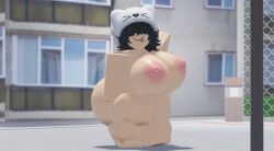 1girls 3d areolae barefoot big_breasts black_hair breasts completely_nude completely_nude_female eyes_covered female female_only full_body hair_over_eyes hat naked naked_female nipples nude nude_female roblox roblox_avatar solo solo_female tupolevarts