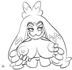 big_breasts breast_grab breasts disembodied_hand duo female generation_9_pokemon grope hand_on_breast hi_res littlescylla male male/female monochrome nintendo pokemon pokemon_(species) pokemon_sv short_stack simple_background tinkaton