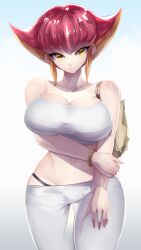 1girls anna_kozuki bell_haircut breasts large_breasts looking_at_viewer sports_bra thong two_tone_hair upwing_bell visible_underwear yu-gi-oh! yu-gi-oh!_zexal